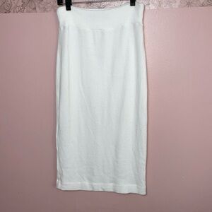 Revolve Enza Costa Knit Pencil Skirt White L